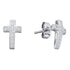 Sterling Silver Round Diamond Cross Faith Stud Earrings 1/10 Cttw - Gold Americas