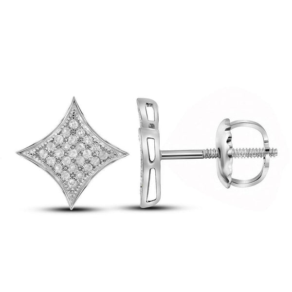 Sterling Silver Round Diamond Square Kite Cluster Earrings 1/6 Cttw - Gold Americas