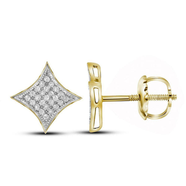 Yellow-tone Sterling Silver Round Diamond Square Kite Cluster Earrings 1/6 Cttw - Gold Americas