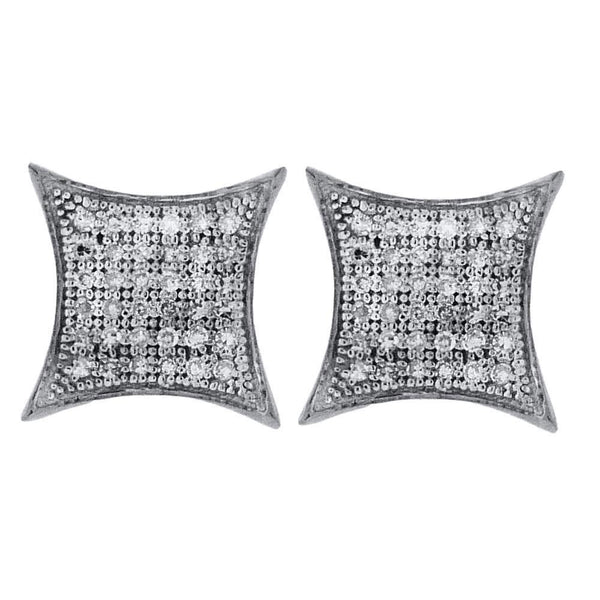 Sterling Silver Round Diamond Square Kite Cluster Earrings 1/5 Cttw - Gold Americas