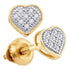 Yellow-tone Sterling Silver Round Diamond Heart Cluster Stud Earrings 1/20 Cttw - Gold Americas