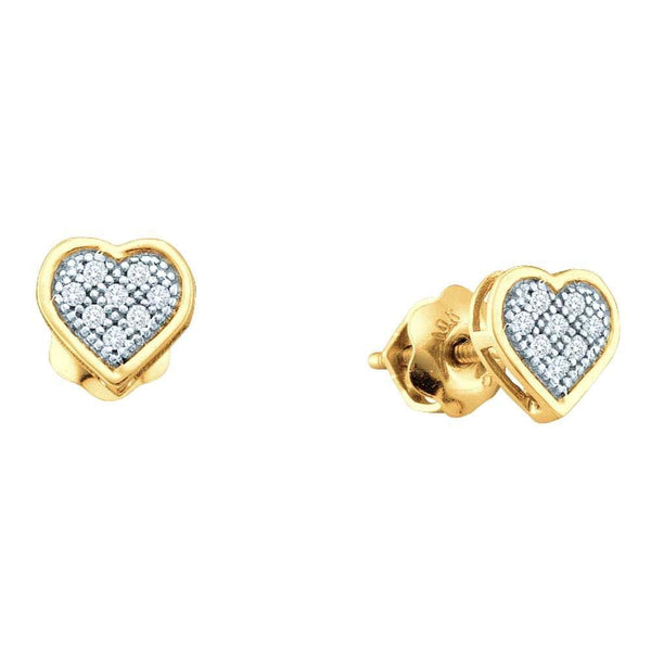 Yellow-tone Sterling Silver Round Diamond Heart Screwback Earrings 1/20 Cttw - Gold Americas