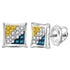 Sterling Silver Round Yellow Blue Color Enhanced Diamond Square Kite Stud Earrings 1/10 Cttw - Gold Americas