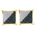 Yellow-tone Sterling Silver Mens Round Blue Color Enhanced Diamond Square Cluster Earrings 1/4 Cttw - Gold Americas
