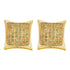 10K Yellow Gold Mens Round Yellow Color Enhanced Diamond Cluster Square Kite Earrings 1/20 Cttw - Gold Americas