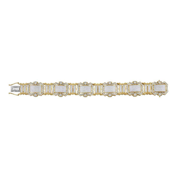 10K Yellow Gold Mens Diamond Big Look Fashion Bracelet 3-1/5 Cttw