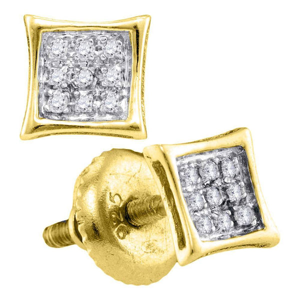Yellow-tone Sterling Silver Unisex Round Diamond Kite Cluster Stud Earrings 1/20 Cttw - Gold Americas