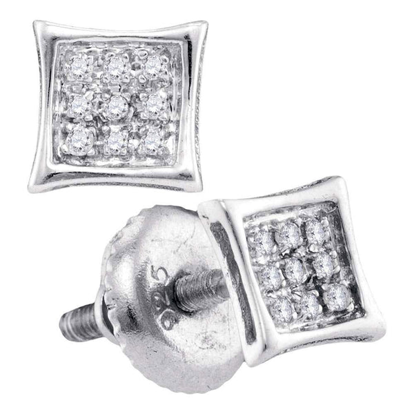 Sterling Silver Unisex Round Diamond Kite Cluster Stud Earrings 1/20 Cttw - Gold Americas