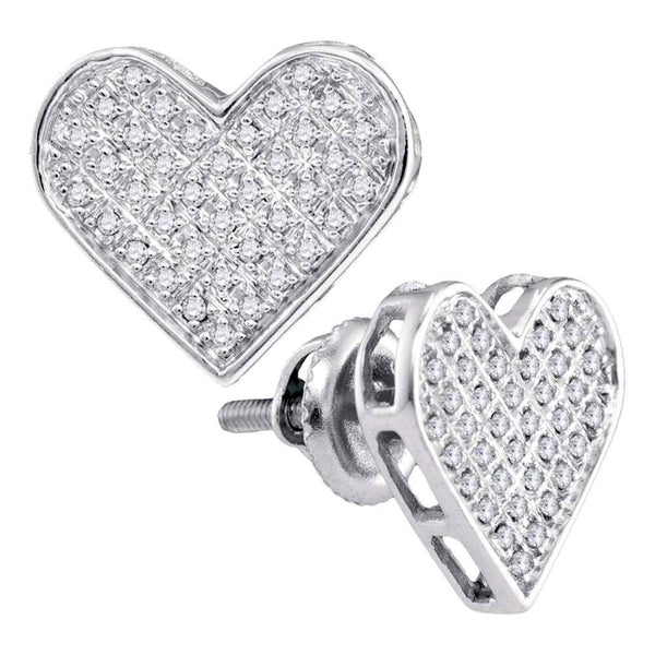 Sterling Silver Round Diamond Heart Cluster Earrings 1/4 Cttw - Gold Americas