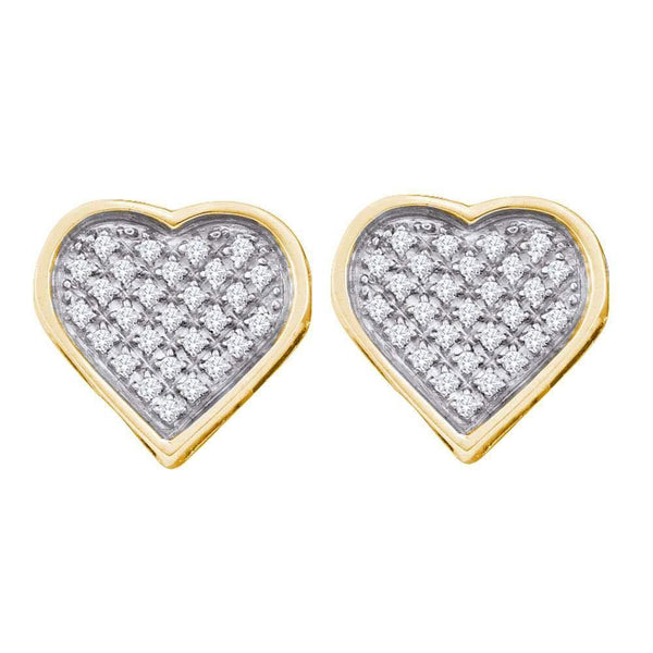 Yellow-tone Sterling Silver Round Diamond Heart Cluster Stud Earrings 1/6 Cttw - Gold Americas