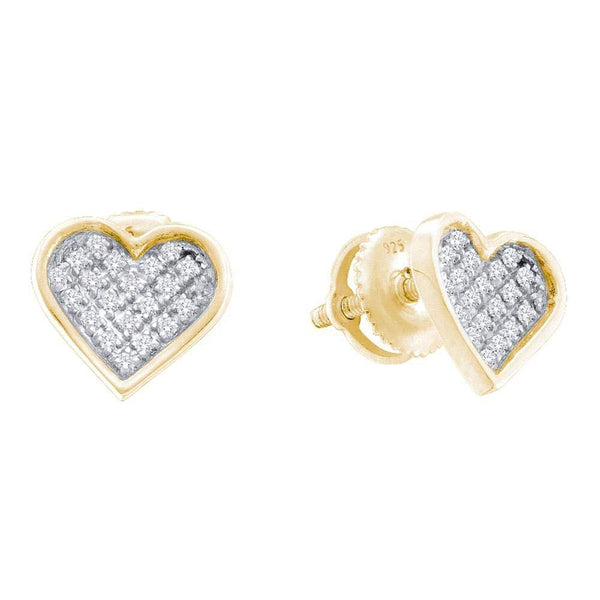 Sterling Silver Round Diamond Yellow-tone Heart Cluster Earrings 1/10 Cttw - Gold Americas