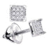 Sterling Silver Round Diamond Square Cluster Earrings 1/20 Cttw - Gold Americas