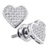 Sterling Silver Round Diamond Heart Cluster Screwback Stud Earrings 1/10 Cttw - Gold Americas