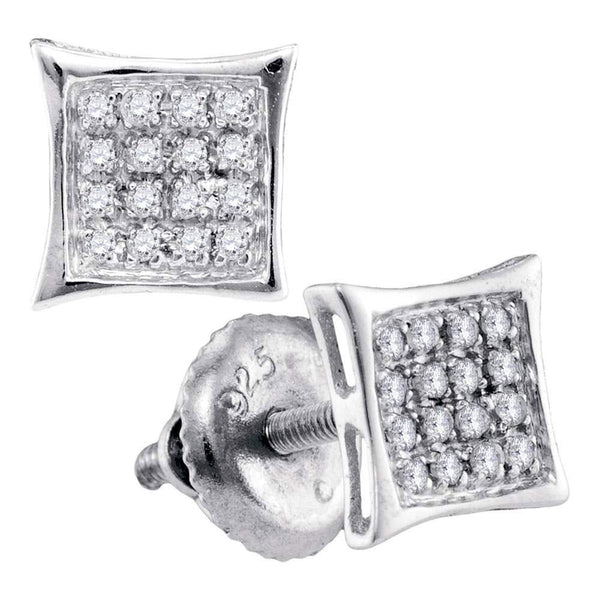 Sterling Silver Round Diamond Square Kite Cluster Stud Earrings 1/10 Cttw - Gold Americas