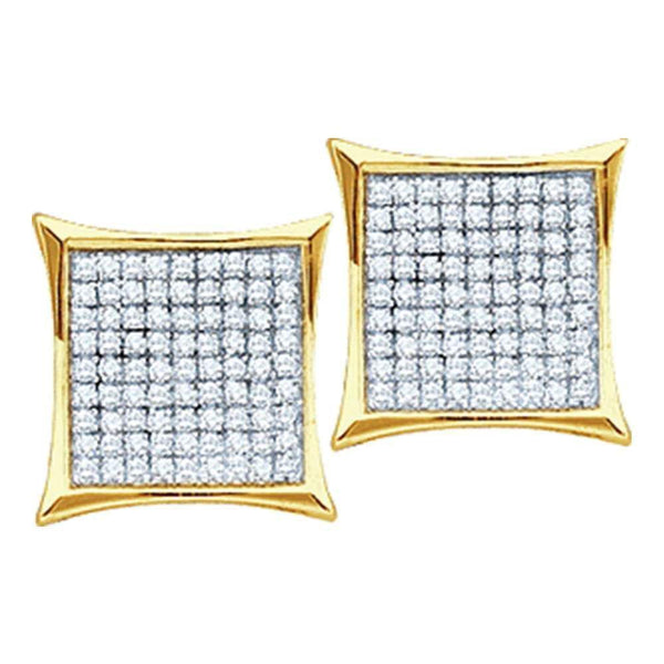 Yellow-tone Sterling Silver Round Diamond Square Kite Cluster Stud Earrings 1/10 Cttw - Gold Americas