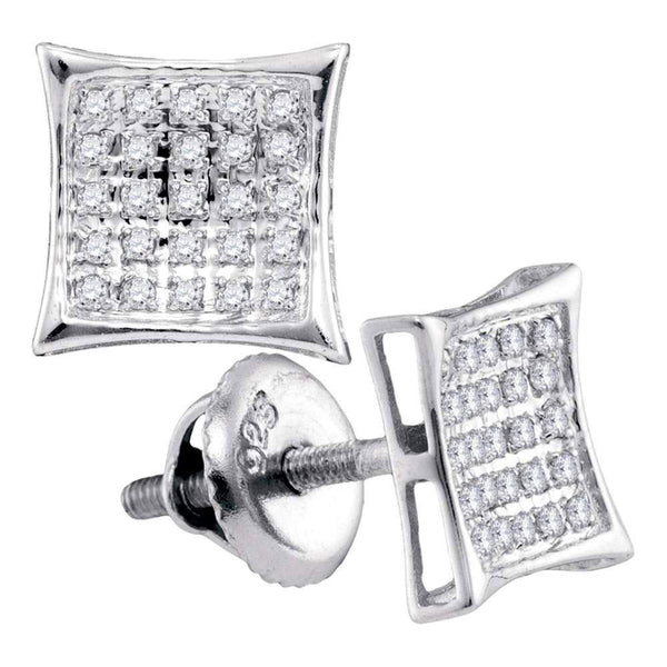 Sterling Silver Round Diamond Square Kite Cluster Stud Earrings 1/6 Cttw - Gold Americas