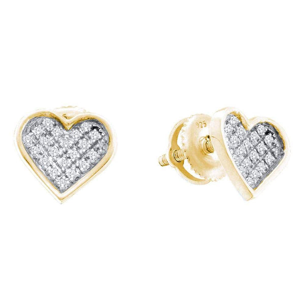 Yellow-tone Sterling Silver Round Diamond Hear Love Cluster Earrings 1/10 Cttw - Gold Americas