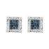 10K White Gold Mens Round Blue Color Enhanced Diamond 3D Cube Square Earrings 3/4 Cttw - Gold Americas