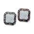 10K White Gold Round Brown Color Enhanced Diamond Square Cluster Earrings 1.00 Cttw - Gold Americas