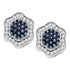 10K White Gold Round Blue Color Enhanced Diamond Hexagon Cluster Earrings 3/4 Cttw - Gold Americas