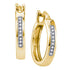 10K Yellow Gold Round Diamond Single Row Huggie Hoop Earrings 1/20 Cttw - Gold Americas