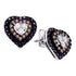 14K White Gold Round Cognac-brown Black Color Enhanced Diamond Heart Cluster Earrings 1/2 Cttw - Gold Americas