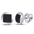 Sterling Silver Mens Round Color Enhanced Black Diamond Circle Cluster Stud Earrings 1/6 Cttw - Gold Americas