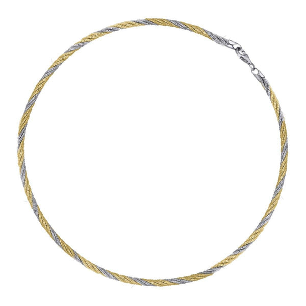 925 Sterling Silver 9.9gms with Gold Plated Spring Omega Bracelet  7" Unisex - Gold Americas