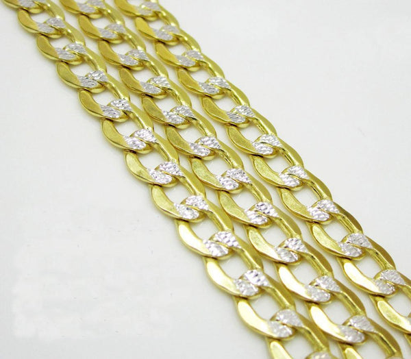 10K Yellow Gold Pave Cuban Chain 7MM