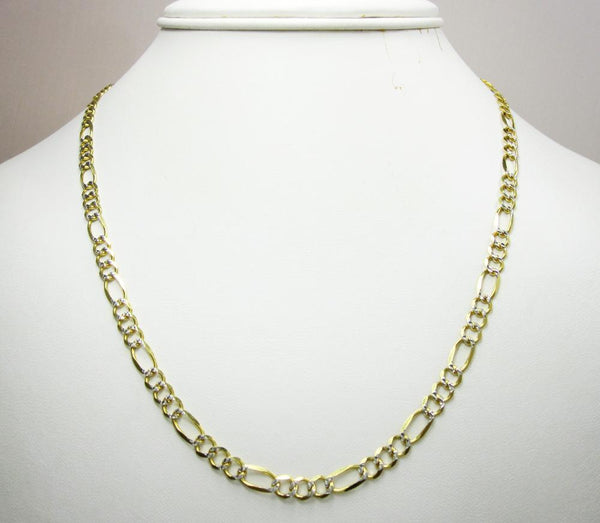 14K Yellow Gold Hollow Pave Figaro Chain 4.5MM