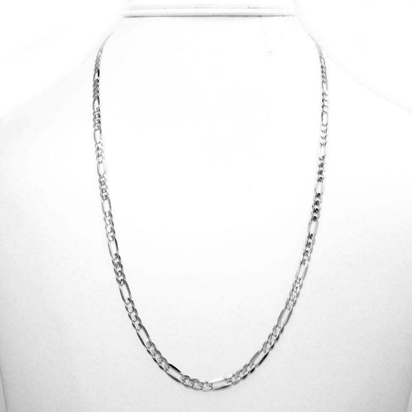 14K White Gold Hollow Figaro Chain 3MM - Gold Americas