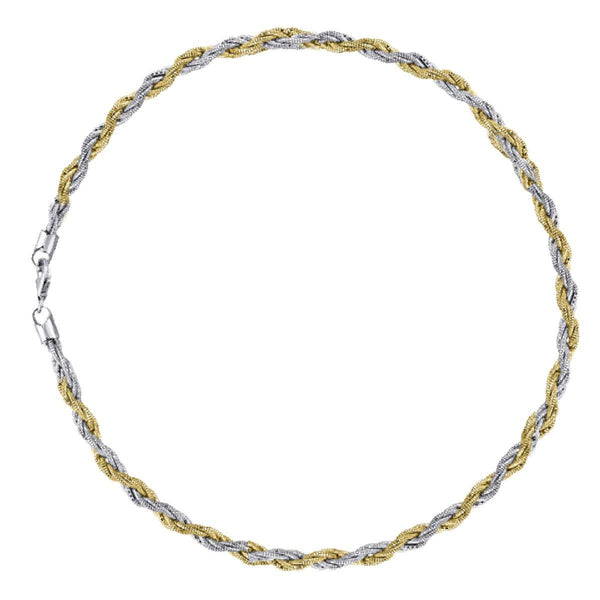 925 Sterling Silver 11.9gms with Gold Plated Spring Omega Bracelet  7" Unisex - Gold Americas