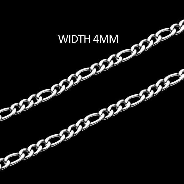 14K White Gold Hollow Figaro Chain 4MM - Gold Americas