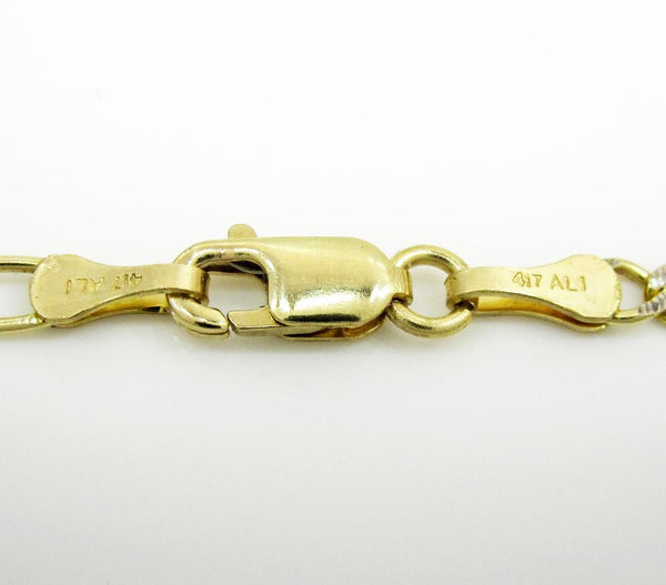 14K Yellow Gold Hollow Pave Figaro Chain 2.5MM