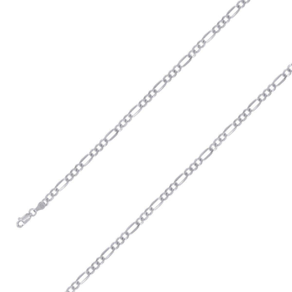 925 Sterling 5mm Silver Rhodium Plated Figaro Chain Size- 8" - Gold Americas