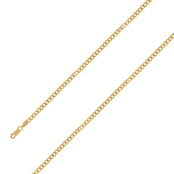 14k Yellow Gold Finish 5mm Silver Cuban Chain Size- 9" - Gold Americas