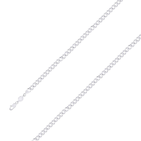 925 Sterling Silver Finish 5mm Diamond Cut Classic Cuban Chain Size- 8" - Gold Americas