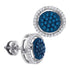 10K White Gold Round Blue Color Enhanced Diamond Cluster Earrings 3/8 Cttw - Gold Americas