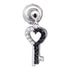 10K White Gold Round Black Color Enhanced Diamond Key Heart Dangle Earrings 1/6 Cttw - Gold Americas