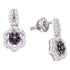10K White Gold Round Black Color Enhanced Diamond Flower Cluster Dangle Earrings 1/4 Cttw - Gold Americas