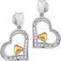 10K White Gold Round Diamond Two-tone Heart Dangle Earrings 1/10 Cttw - Gold Americas