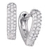 10K White Gold Round Pave-set Diamond Heart Huggie Hoop Earrings 1/5 Cttw - Gold Americas