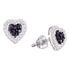 10K White Gold Round Black Color Enhanced Diamond Heart Screwback Earrings 1/3 Cttw - Gold Americas