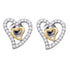10K White Gold Round Diamond Heart Screwback Earrings 1/5 Cttw - Gold Americas