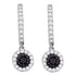 10k White Gold Black Color Enhanced Diamond Hoop Flower Cluster Dangle Earrings 1/2 Cttw - Gold Americas