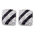 10K White Gold Round Black Color Enhanced Diamond Striped Stud Screwback Earrings 1/3 Cttw - Gold Americas