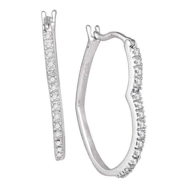 10K White Gold Round Diamond Heart Hoop Earrings 1/10 Cttw - Gold Americas