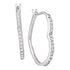 10K White Gold Round Diamond Heart Hoop Earrings 1/10 Cttw - Gold Americas