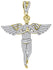 925 Sterling Silver Yellow-tone Cubic Zirconia CZ Angel Unisex Pendant Charm, Pendants, JJ-SLV, Jawa Jewelers