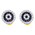 10k Yellow Gold Black Color Enhanced Round Diamond Concentric Screwback Stud Earrings 1/4 Cttw - Gold Americas